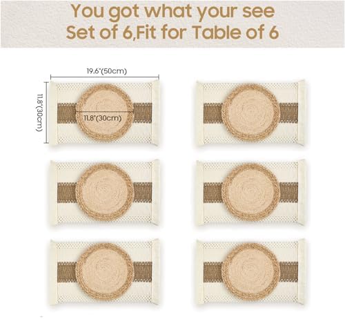 Placemats Set of 6 with 6 PCs Round Placemats and 6 PCs Table Mats - Image 2