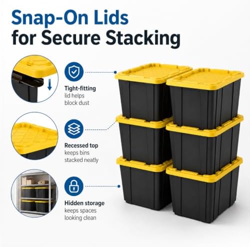 27-Gallon Plastic Storage Bins with Snap-on Lids – 6-Pack - Image 5
