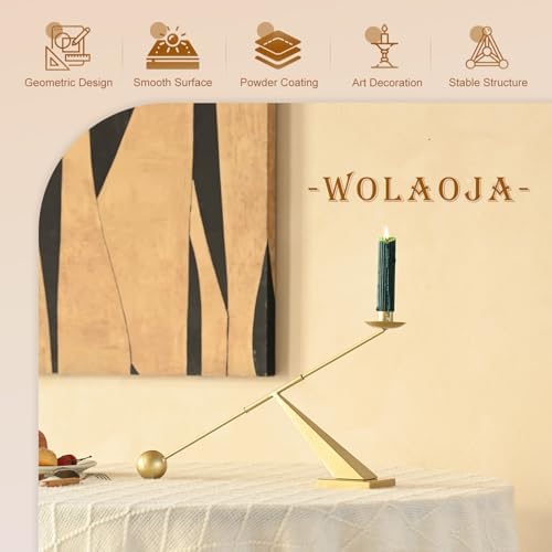 Modern Candle Holder Decor, Gold Decorative Tapered Candlestick Holders, Candle Holder for Living Room, Dining Table, Fireplace - Image 2