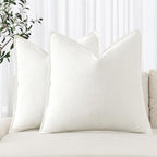 MIULEE Decorative Linen Cotton Euro Sham Pillow Covers 22x22 Inch Cream White by MIULEE