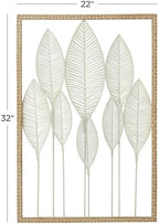 Deco 79 Metal Leaf Home Wall Decor Tall Cut-Out Wall Sculpture with Intricate Laser Cut Designs, Wall Art 22" x 1" x 32", White - Image 6