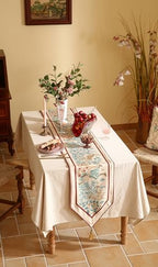 patdrea Designer Idyll Linen Table Runner, Vintage Beige Farmhouse with Ancient Spring Figure and Animal Pattern Table Mat, Decoration for Kitchen Dining Banquet Christmas ,12"*87" - Image 7