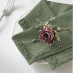 Handmade Cloth Napkins 100% Cotton Napkins with Fringe，Delicate Handmade Cloth Napkins for Dinners, Parties, Weddings and More，18 x 18 Inch Set of 12 - Sage Green - Image 2