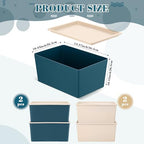 Menkxi 4 Pcs Storage Bins with Lids, Beige, Blue, Small - Image 2