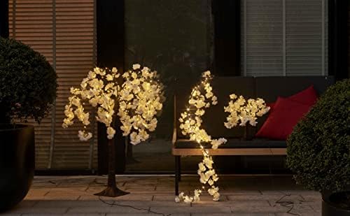 Hairui Cherry Blossom 96 LED Fairy Lights 6FT Garland, White, Battery Operated with Timer for Indoor/Outdoor Decor - Image 4
