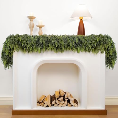 6ft Christmas Cedar Garland, Full Realistic Faux Pine Garlands by IDOGLIITTE