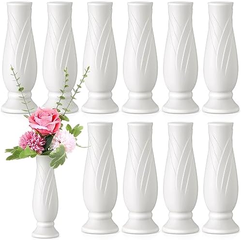 Didaey 10 Pack White Plastic Vases Bulk for Centerpieces,Vintage by Didaey