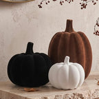 White Black Brown Flocked Pumpkins, Resin Pumpkin Modern Thanksgiving Decor by CRPQX