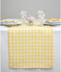 Solino Home 100% Pure Linen Table Runner Yellow, Gingham Check 14 x 144 in by SolinoHome
