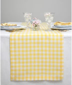 Solino Home 100% Pure Linen Table Runner Yellow, Gingham Check 14 x 144 in by SolinoHome