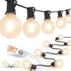 GOOTHY 50Ft LED Outdoor Patio String Lights - Waterproof Globe Lights with 52 Shatterproof Frosted Bulbs, Connectable for Wedding, Party, Christmas & Garden Decor, Black Wire by Goothy