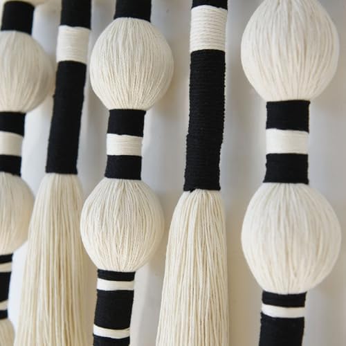 Macrame Wall Hanging Boho Spherical Tassels Geometric Decor 15.7"W*39"L - Image 7