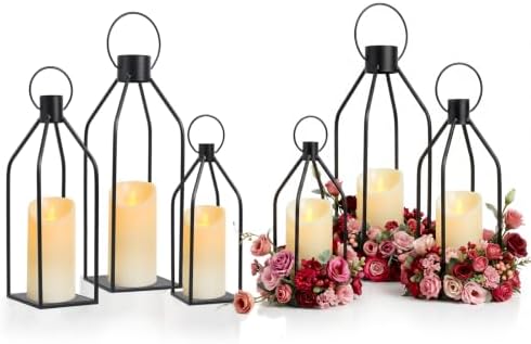 Elegant Black Decorative Lanterns Set of 6-19/16/13 Inch by kehail