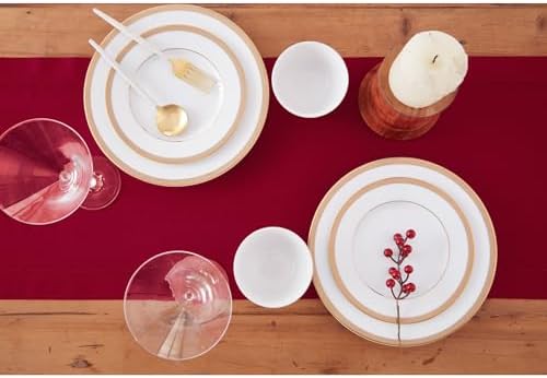 Solino Home Cotton Linen Table Runner Red, Hemstitch Collection 14 x 90 in - Image 3
