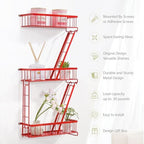 SweetSage Fire Escape Wall Shelf Red - New York Wall Art Decorative Figure Display Floating Shelves Metal Racks for Living Room, Home Office Storage (3-Tier) - Image 3