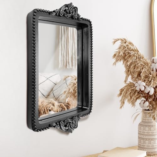 Vintage Black Tray with Mirror Glass Base | Card Holder for Guests During Occasions and Events or Decorative Home and Vanity Organizer - Image 4