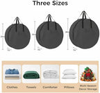 Dark Gray Round Storage Bag 30 Inch, Solid Color Clothes Storage Container with Handles Heavy Duty Organizer for Comforter, Bedding & Holiday Wreaths - Image 7