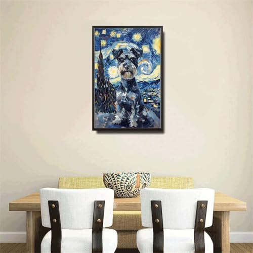 Metal Sign Vintage Tin Sign Schnauzer Starry Night Schnauzer Dapper Schnauzer in A Night Sky for Home Den and Seasonal Displays Corrosion Resistant Aluminum 6×8 Inches with Metal Frame - Image 4