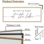 Better To Wake At The Lake Sign Above Bed Wall Decor, 40"×15" Wood - Image 2
