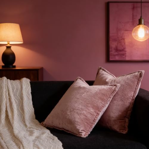 Luxurious Velvet Throw Pillow Covers 20x20 Set of 2 Decorative Pillow Covers Solid Square Cushion Case for Sofa Couch Bedroom Farmhouse, Pink - Image 5