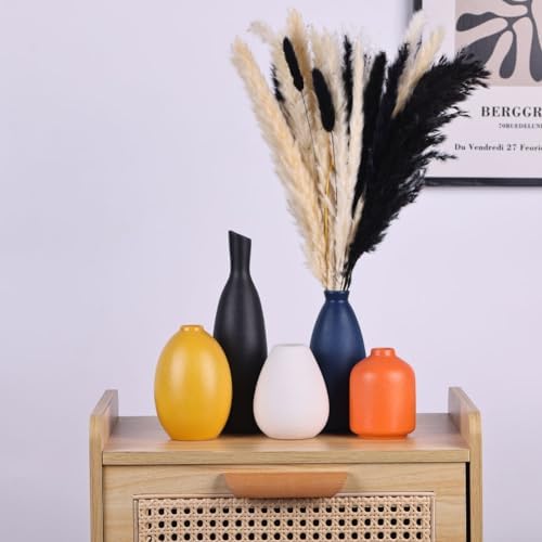 Colorful Ceramic Bud Vases Set of 5 - Modern Yellow, Orange, Blue Small Vases for Home Decor - Ideal for Living Room, Kitchen, Office, Bathroom, Mantle, Entrance, Farmhouse & Coffee Table Decorations - Image 6