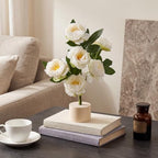 Soulchen 6 Pcs Faux Peony Flowers 12 Inch with Wood Base Tabletop Decor - Image 3