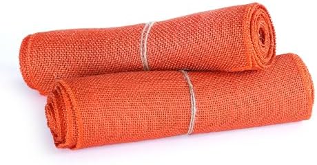 MDS® Pack of 15 Natural Burlap Table Runner, 12 x 108 Inch, Jute Rustic Farmhouse Boho Table Decor for Wedding Reception, Dining Table, Bridal Shower, Baby Shower & Party Decorations - Orange - Image 5