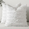 MIULEE Boho Linen Striped Throw Pillow Covers 20x20, White by MIULEE