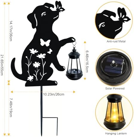 ANGMLN Dog Outdoor Solar Lantern Waterproof, Hanging Lights Lawn Ornaments - Image 2