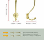 SAILING 3 Pack Coat Hooks - Brushed Gold Coat Hooks Decorative Wall Hooks for Bathroom Living Room Bedroom Hanger for Robe Dressing Room Fitting Room - Image 3