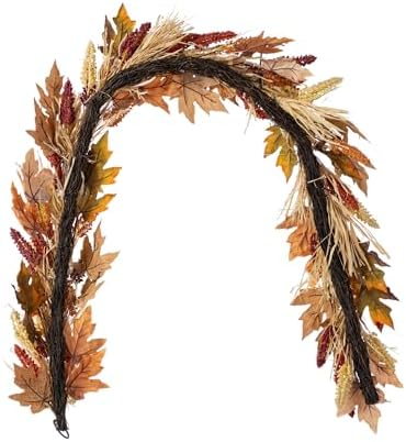 Glitzhome 6FT Fall Garland - Autumn Artificial Sorghum Garland for Mantle, Garlands Decoration for Wedding Party Thanksgiving Dinner Fireplace Door Frame Doorway Backdrop Decor - Image 7
