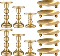 Vesici 12 Pcs Candlestick Holder Plate Stand, Gold by Vesici