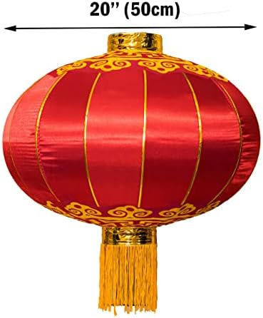 Large Chinese Lantern, Red Traditional Hanging Lamp Shade China New Year Spring Festival Decoration Cloth Lighting (20‘’) - Image 2
