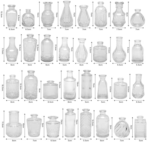 32 PCS Clear Glass Bud Vases Set,Small Flower Arrangement Vase,Vintage Crystal Glass Design,Wedding,Party Decoration,Home Flower Arrangement (32) - Image 5