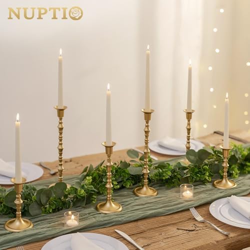 NUPTIO Gold Candle Holders for Decor: Unique Candlestick Candleholders - Image 3
