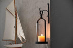 Hanging Hurricane Glass Wall Sconce Candle Holder Black Metal Wall Decorations Set of 2 HLJ15-291B2 - Image 6