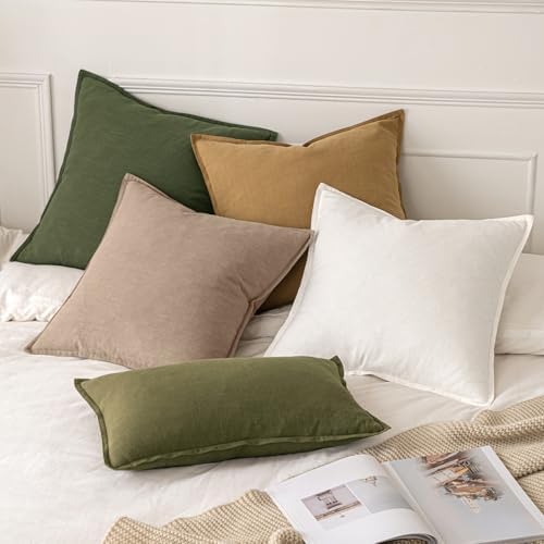 MIULEE Decorative Linen Euro Sham Pillow Covers 24x24 Camel - Image 5