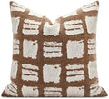 Boho Throw Pillow Covers 18x18, Brown White Abstract Grid Pillowcases, Decorative Pillows Cushion Cases for Sofa Bed Living Room by AIBUHOME