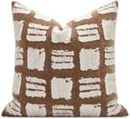 Boho Throw Pillow Covers 18x18, Brown White Abstract Grid Pillowcases, Decorative Pillows Cushion Cases for Sofa Bed Living Room by AIBUHOME