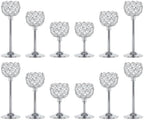 Crystal Candle Holders 4 Set of 12 - Sliver Vintage Hollow Ball Candle Stand for Table Centerpiece, Crystal Metal Tealight Candlestick for Wedding, Dining Room Decor by Unknown