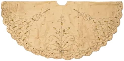 Kurt Adler 48-Inch Gold Polyester Treeskirt with Handwork Details by KurtSAdler