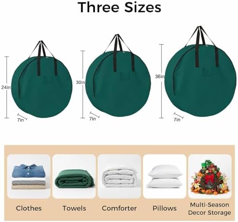 Aventurine Round Storage Bag 36 Inch, Emerald Green Solid Color Clothes Storage Container with Handles Heavy Duty Organizer for Comforter, Bedding & Holiday Wreaths - Image 7