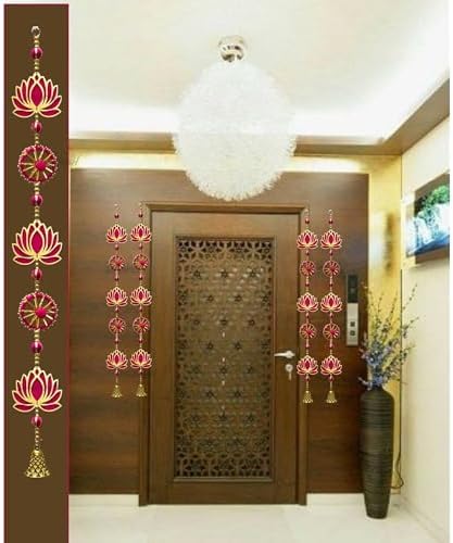 Divyakosh Handmade Lotus Wall & Door Hangings (Pack of 4) - Home & Pooja Decor for Diwali, Wedding, All Festivals (Size - 3 Ft / 36 Inches) by Divyakosh