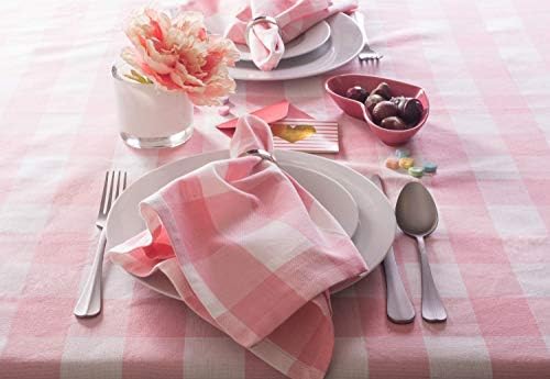 DII Buffalo Check Collection, Classic Farmhouse Tablecloth, 60 x 120, Pink & White - Image 4