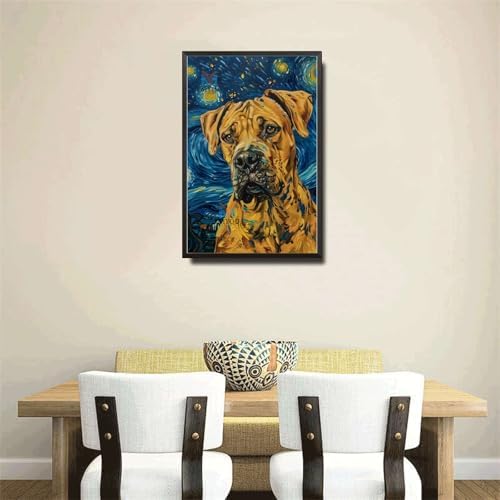 Metal Sign Tin Sign Vintage Wall Art Mastiff Starry Night Mastiff Gentle Mastiff in A Celestial Sky for Home Den and Seasonal Displays Rustproof Aluminum 6×8 Inches with Metal Frame - Image 4