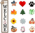 Surfapans Interchangeable Welcome Sign 12 Pcs Replaceable Icons 45"X9" Wood by Surfapans