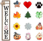 Surfapans Interchangeable Welcome Sign 12 Pcs Replaceable Icons 45"X9" Wood by Surfapans