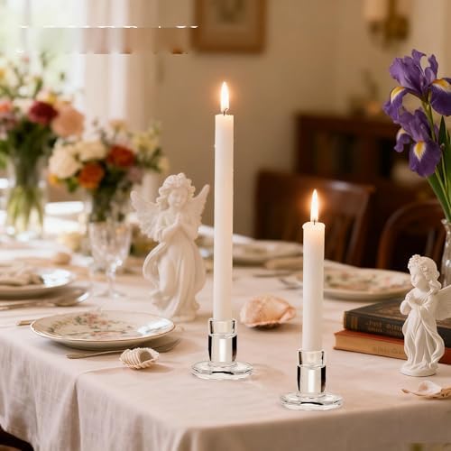 36 Pack Clear Glass Taper Candle Holders, 2.5 Inch Small Candlestick Stands for for Candle Sticks Christmas Party Living Room Dinner Advent Decoration (36) - Image 2