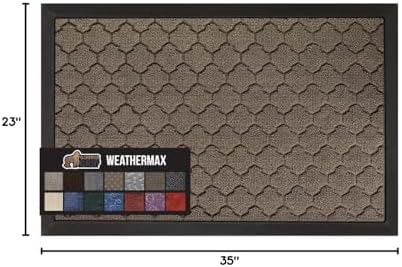 GORILLA GRIP WeatherMAX Door Mat, Indoor Outdoor, 35x23, Beige Quatrefoil - Image 2