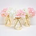 4 Sets Hydrangea Mason Jar Centerpiece with LED Lights for Wedding by Tianxunewtig